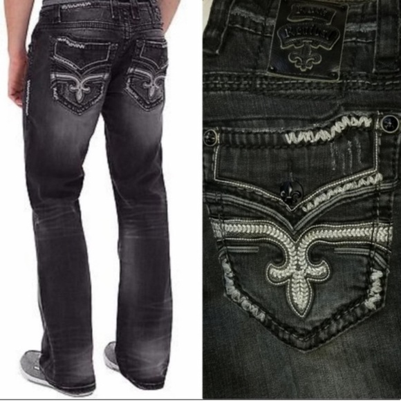 Rock Revival Mens Hank Bootcut Denim Jeans VP.